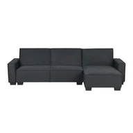 Narożniki - Beliani Sofa narożna lewostronna z funkcją spania grafitowa ROMEDAL - miniaturka - grafika 1