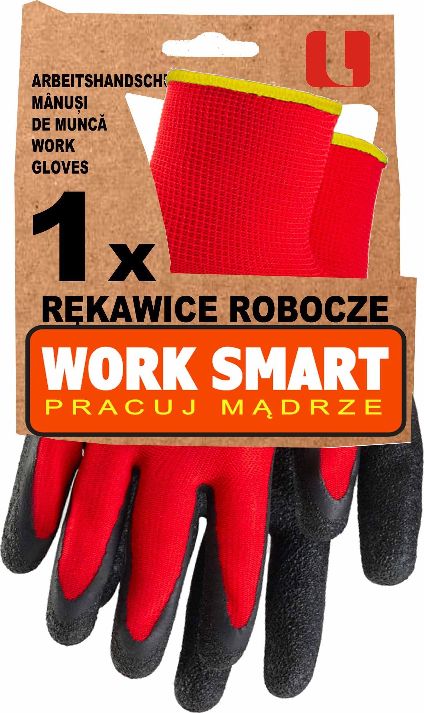 VERKEN Rękawice Robocze Czerwone Powlekane Odporne Na Ścieranie Manualne 10 Xl Verken Late Red 10 5907699003631