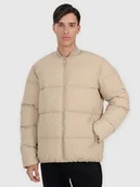 Kurtki męskie - 4F Kurtka puchowa z wypełnieniem syntetycznym męska - beżowa 3XL - miniaturka - grafika 1