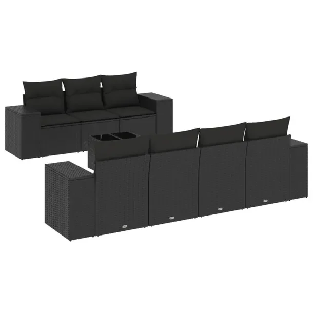 Zestaw mebli ogrodowych modułowych czarny rattan PE z poduszkami 55x62x69
