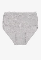 Majtki damskie - Szare Bawełniane Majtki Figi z Koronkowymi Zdobieniami Idissa - miniaturka - grafika 1
