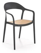 Krzesła - Krzesło z tworzywa zmywalne K530 czarny / naturalny z podłokietnikami - miniaturka - grafika 1