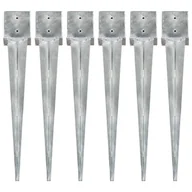 Kołki - VidaXL Kołki gruntowe, 6 szt., srebrne, 14x14x91 cm, stal - miniaturka - grafika 1