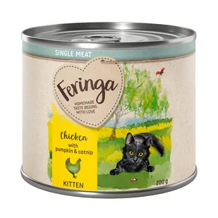 Megapakiet Feringa Single Meat Kitten, 24 x 200 g - Kurczak z dynią i kocimiętką - Mokra karma dla kotów - miniaturka - grafika 1