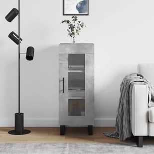 vidaXL Szafka, szarość betonu, 34,5x34x90 cm, materiał drewnopochodny - Komody - miniaturka - grafika 1