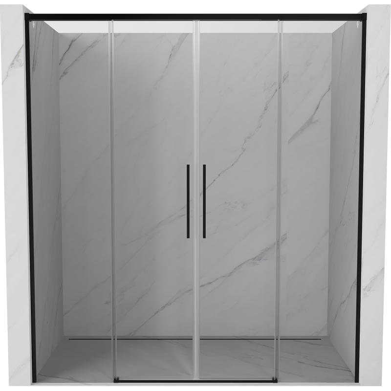 Mexen Rox drzwi prysznicowe rozsuwane 200 cm, transparent, czarne - 8C2-200-002-70-00