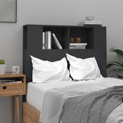 Inne meble do sypialni - Lumarko Wezgłowie łóżka z półkami, czarne, 100x18,5x104,5 cm - miniaturka - grafika 1