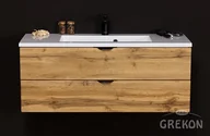 Szafki łazienkowe - Szafka łazienkowa z umywalką wisząca dąb naturalny 100 cm Victa Gante - miniaturka - grafika 1