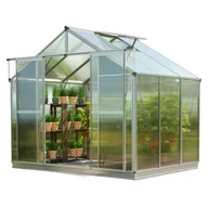 Szklarnie ogrodowe - GFP szklarnia Topas 3 rama aluminiowa 225x195 cm - płytami poliwęglanowymi ok. 6 mm - z ramą fundamentową i aut. mechanizm otwierania okien - miniaturka - grafika 1