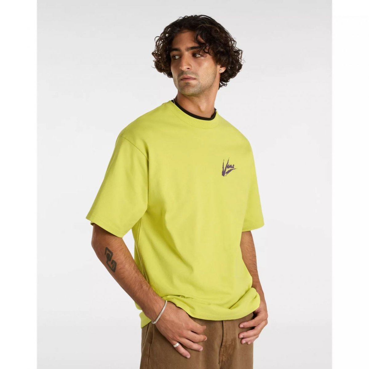 t-shirt uomo vans vn000k42 brush script cic1 warm olive