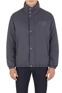 Armani Exchange Męska kurtka Snap Fastener, logo z przodu, kurtka z nadrukiem, Ebony, rozmiar S - Kurtki męskie - miniaturka - grafika 1