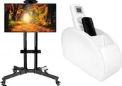 Uchwyty do telewizora - Mozos Stojak podłogowy 1500 32'' - 60'' + RCH-1-WH organizer na piloty biały - miniaturka - grafika 1