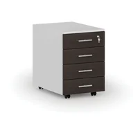 Szafki biurowe - Kontenerek biurowy mobilny PRIMO WHITE, 4 szuflady, biały/wenge - miniaturka - grafika 1