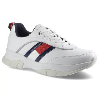 Buty dla dziewczynek - Tommy Hilfiger Sneakersy Low Cut Lace-Up Sneaker T3A4-31180-1023 S Biały - grafika 1