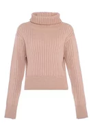 Swetry damskie - Libbi Blonda damski sweter z golfem w stylu leniwym, wąski sweter akrylowy, beżowy, rozmiar XL/XXL, beżowy, XL - miniaturka - grafika 1