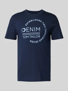 T-shirt o kroju regular fit z dużym napisem z logo - Koszulki męskie - miniaturka - grafika 1