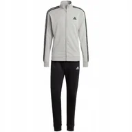 Dresy męskie - Dres męski adidas Basic 3-Stripes French Terry szaro-czarny IC6748 S - miniaturka - grafika 1