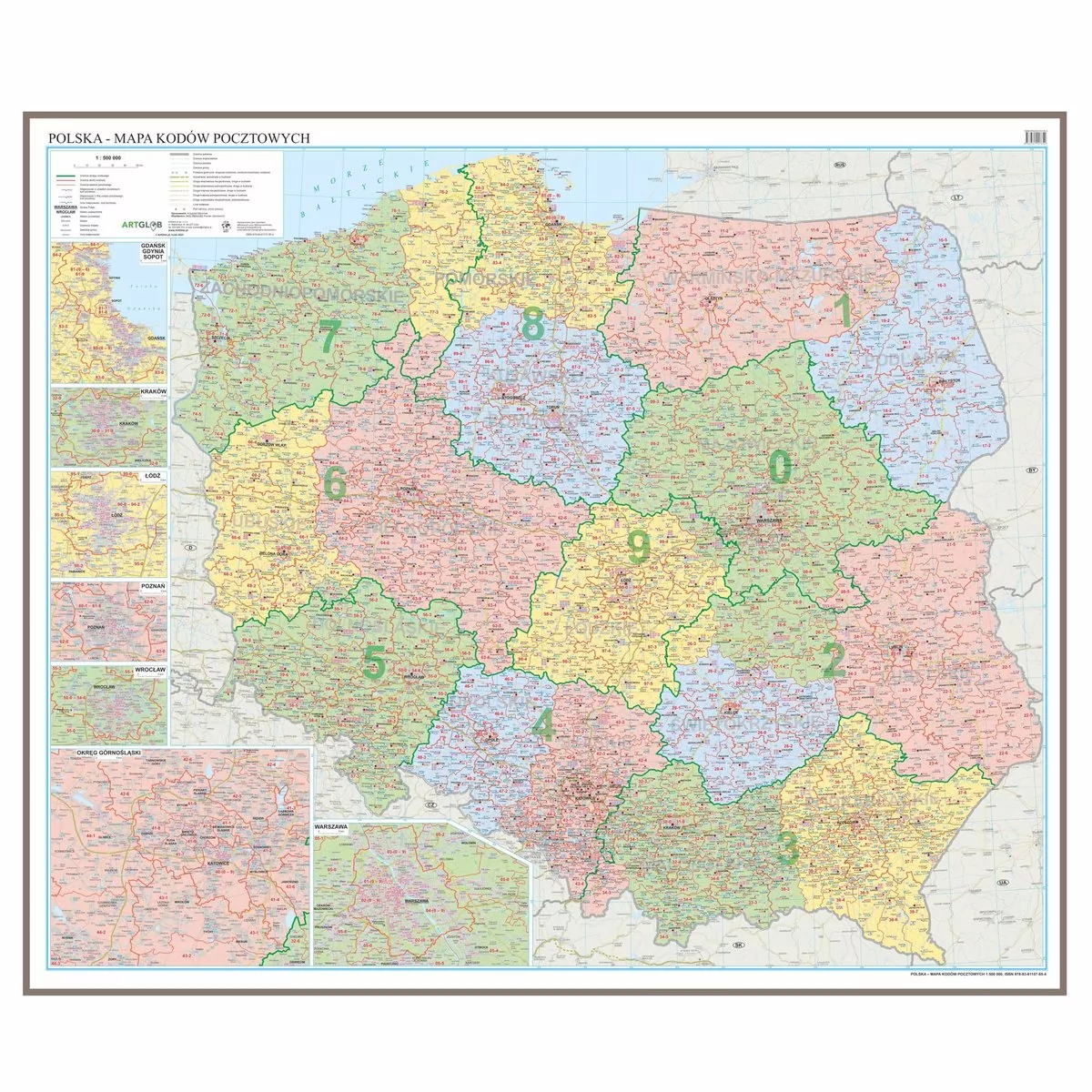 EkoGraf, Polska mapa ścienna kody pocztowe na podkładzie do wpinania -  pinboard, 1:500 000 - Ceny i opinie na Skapiec.pl