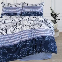 Darymex Pościel z mikrofibry 140x200 biała granatowa glamour ornamenty Rebeca 12206 z 1 poszewką 70x80 - Pościel - miniaturka - grafika 1
