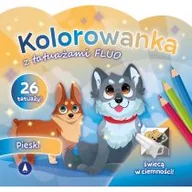 Kolorowanki, wyklejanki - Pieski. Kolorowanka z tatuażami FLUO - miniaturka - grafika 1