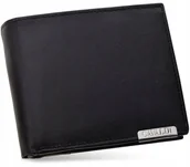 Portfele - Mały Skórzany Portfel Męski Rozkładany Poziomy Miękka Skóra RFID Czarny - miniaturka - grafika 1