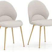 Krzesła - Zestaw 2 Szarych Krzeseł do Jadalni z Tkaniny, Tapicerowane Krzesła Kuchenne z Wyprofilowanym Siedziskiem, Regulowane Ślizgacze, Nośność 150 kg - miniaturka - grafika 1