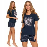 Piżamy damskie - Piżama Damska Bawełniana Krótka z Serduszkami LOVE Dwuczęściowa 2XL MORAJ - miniaturka - grafika 1