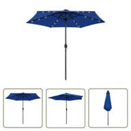 Parasole ogrodowe - The Living Store Parasol ogrodowy z LED i aluminiowym słupkiem 270 cm - niebieski - Parasol Ogrodowy - miniaturka - grafika 1