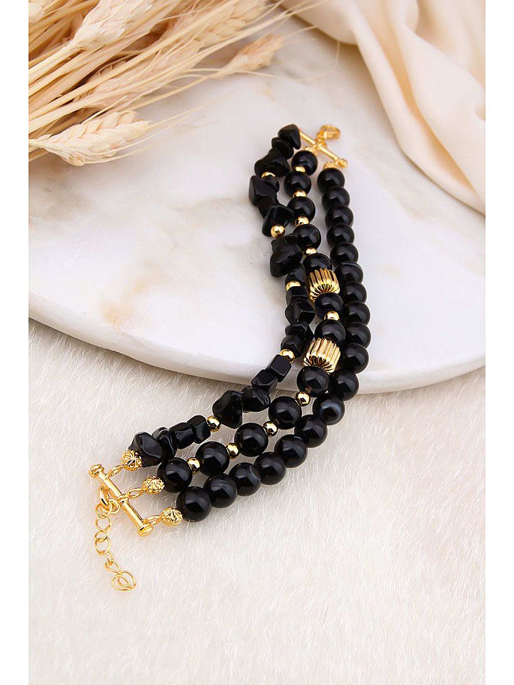 L'Atelier de Gaia Pozłacana bransoletka z onyksami