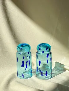 ZESTAW SZKLANEK RUNO SLIM - 2 SZTUKI (niebieskie + kobaltowe kropki) 220ml - Szklanki - miniaturka - grafika 1