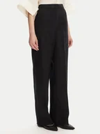 Spodnie sportowe damskie - Tommy Hilfiger Spodnie materiałowe WW0WW46823 Czarny Straight Fit - miniaturka - grafika 1