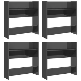 vidaXL Półki ścienne na buty, 4 szt., szare z połyskiem, 60x18x60 cm - Szafki na buty - miniaturka - grafika 1