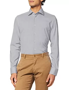 Seidensticker Męska koszula biznesowa – krój slim fit – nie wymaga prasowania – B.D. kołnierz – długi rękaw – 100% bawełna, szary (ciemnoszary 37), 37 - Koszule męskie - miniaturka - grafika 1