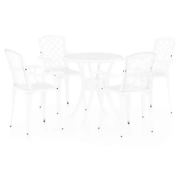 Zestaw mebli bistro z odlewanego aluminium, biały, krzesła 61x60x93 cm, s