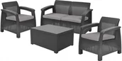 Meble ogrodowe - Allibert Zestaw CORFU BOX antracytowy + szare poduszki - miniaturka - grafika 1