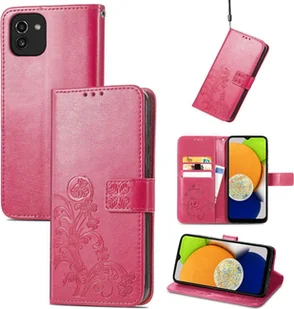 König Design Etui kompatybilne z Samsung Galaxy A03 Etui na telefon komórkowy ze skóry syntetycznej - Etui na telefon komórkowy różowo-czerwone - Etui i futerały do telefonów - miniaturka - grafika 1
