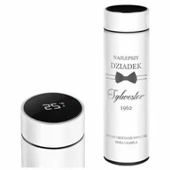 Kubki termiczne - Kubek termiczny termos biały z wyświetlaczem LED z grawerem dla d - miniaturka - grafika 1