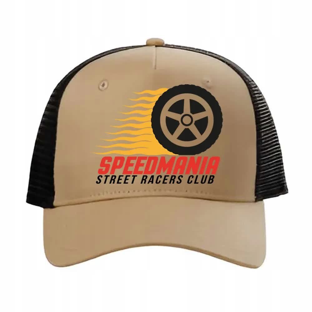CZAPKA Z DASZKIEM Trucker Beżowa Oddychająca Samochody SPEEDMANIA Wzory