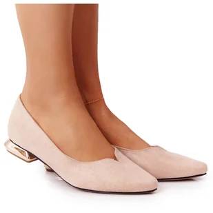 Mokasyny Na Złotym Obcasie Vinceza 21-10601 Beżowe beżowy - Mokasyny damskie - miniaturka - grafika 1