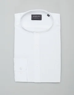 Koszula męska lniana ze stójką lentini 00386 biały slim fit - Koszule męskie - miniaturka - grafika 1