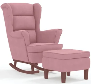 Różowy fotel bujany uszak z podnóżkiem do salonu K7-S60 - Fotele Różowy fotel bujany uszak z podnóżkiem do salonu K7-S60 - Fotele - miniaturka - grafika 1