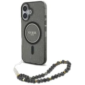 Etui i futerały do telefonów - Etui GUESS IML Glitter With Pearl Strap MagSafe do Apple iPhone 16 Czarny | Bezpłatny transport - miniaturka - grafika 1