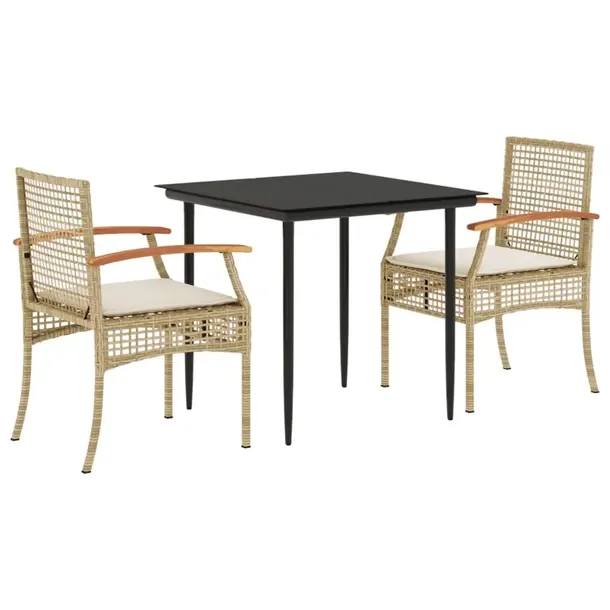 Zestaw Mebli Ogrodowych Rattan PE i Stal, Stół 80x80x74 cm, Krzesła 54x5