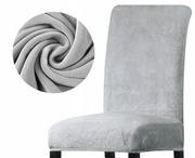 Pokrowce na meble - POKROWIEC krzesło velvet WELUR SZARY siwy GRUBY - miniaturka - grafika 1