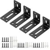 Zawiasy, okucia i inne akcesoria - Wspornik narożny w kształcie litery L - Wspornik kątowy z wkrętami - Do mocowania mebli i półek - Czarny - 40 x 80 x 35 mm - 4 sztuki - miniaturka - grafika 1