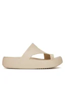 Klapki i japonki damskie - Crocs Japonki Getaway Platform Toe Loop 210834 Beżowy - miniaturka - grafika 1