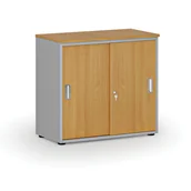 Szafy biurowe - Szafa biurowa z drzwiami przesuwnymi PRIMO GRAY, 740 x 800 x 420 mm, szary/buk - miniaturka - grafika 1