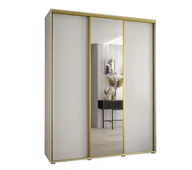 Szafy - Szafa przesuwna wysoka Davos 3 200 gł. 60 biały + biały + złoty - miniaturka - grafika 1