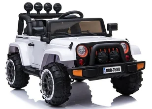 Auto Jeep 4 Silniki 12V Ekoskóra Piankowe Koła Kluczyk Biały - Pojazdy elektryczne dla dzieci - miniaturka - grafika 1