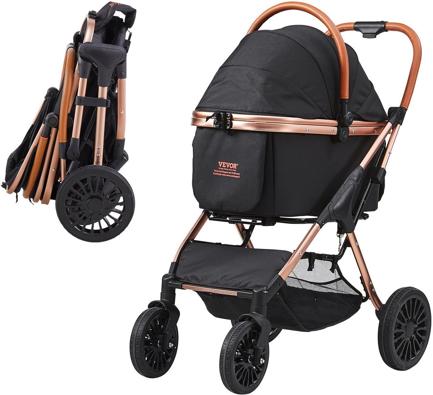 Wózek spacerowy dla psa kota z poduszką składany transporter do 30 kg